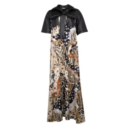 HOLLY AND JOEY Robe Didi longue bi matière imprimé à motifs Femme NOIR Hot