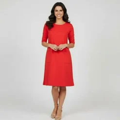 IMPERIAL Robe droite unie courte col rond Femme ORANGE Sale