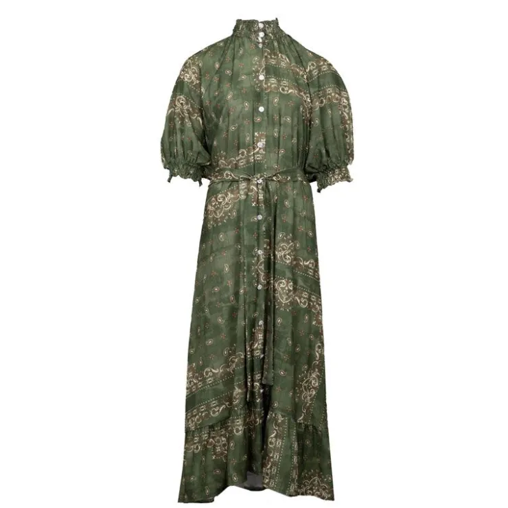 HOLLY AND JOEY Robe Fabuleuse avec boutons argentés imprimé bandana Femme KAKI Best