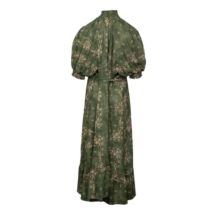 HOLLY AND JOEY Robe Fabuleuse avec boutons argentés imprimé bandana Femme KAKI Best