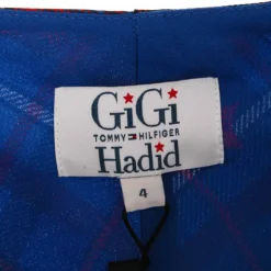 TOMMY HILFIGER Robe Gigi Hadid en soie à carreaux et étoiles rouges Femme BLEU New