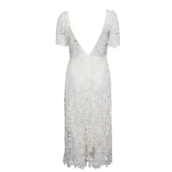 LA PETITE ETOILE Robe ivoire mi longue dentelle Rinesa dos nu Femme BLANC Sale