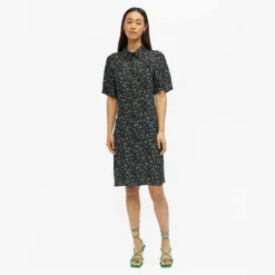 OBJECT Robe Janni chemise à petites fleurs Femme NOIR Sale