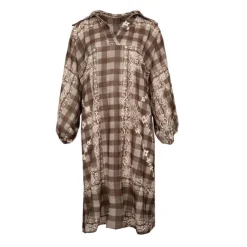 HOLLY AND JOEY Robe kiki à carreaux avec imprimé Femme KAKI Discount