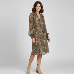 VILA Robe légère imprimée Femme MARRON New