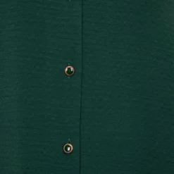 LA PETITE ETOILE Robe longue à boutons col V manches avec dentelle rouba Femme VERT FONCE