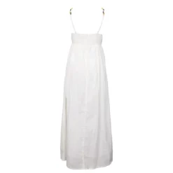 HOLLY AND JOEY Robe longue à bretelles avec perles coton Femme BLANC