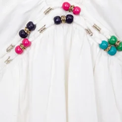 HOLLY AND JOEY Robe longue à bretelles avec perles coton Femme BLANC