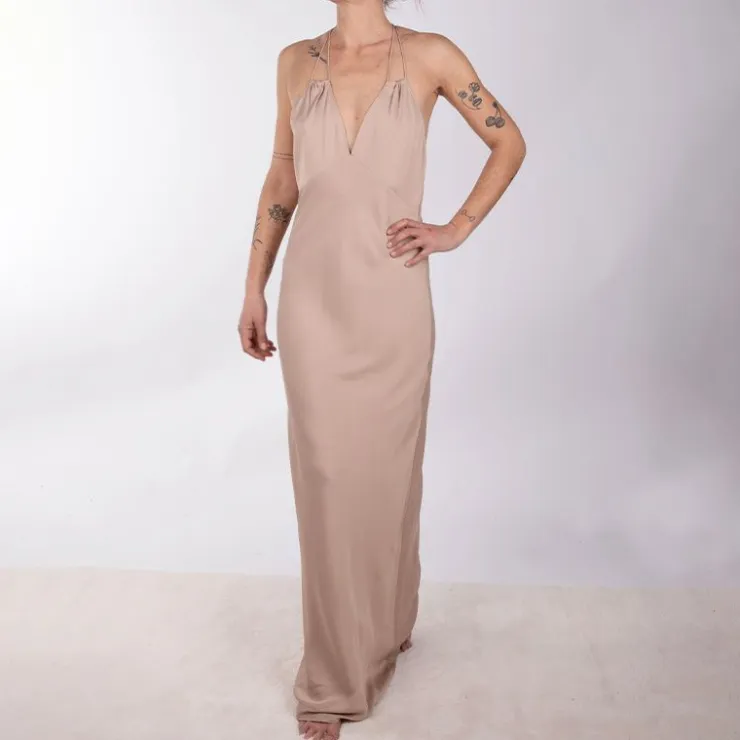 CALVIN KLEIN Robe longue à bretelles dos nu Femme BEIGE Outlet