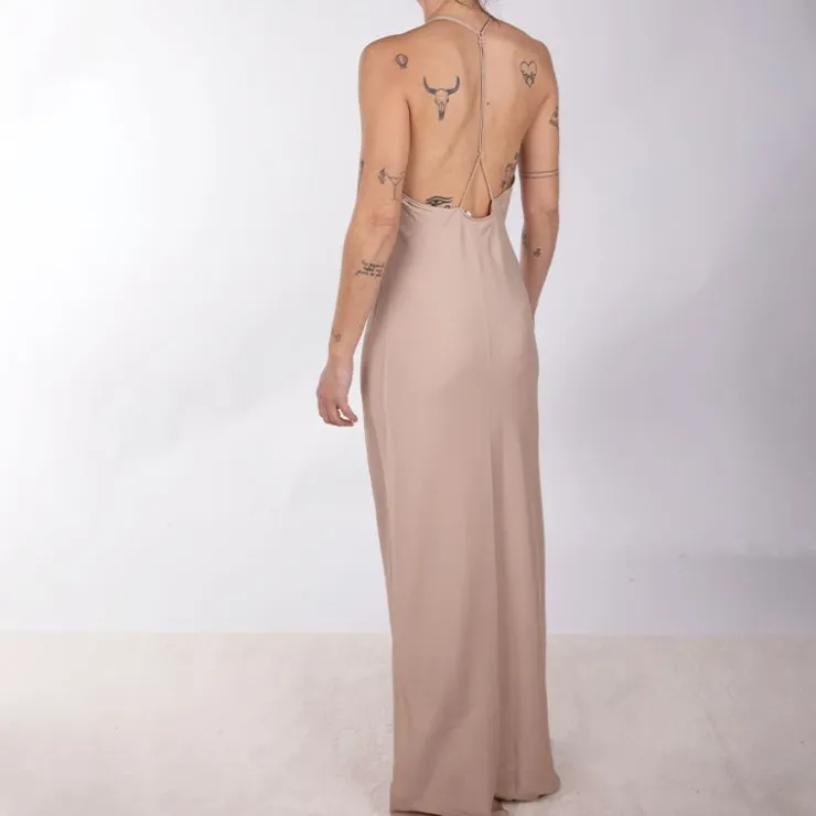 CALVIN KLEIN Robe longue à bretelles dos nu Femme BEIGE Outlet