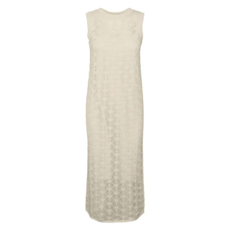 VERO MODA Robe longue brodée Verena sans manches Femme BLANC ECRU New
