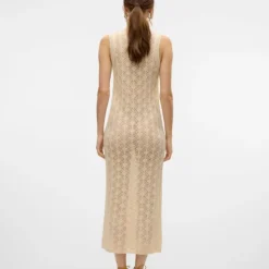 VERO MODA Robe longue brodée Verena sans manches Femme BLANC ECRU New