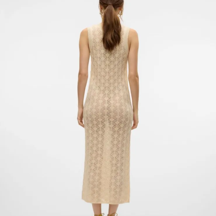VERO MODA Robe longue brodée Verena sans manches Femme BLANC ECRU New