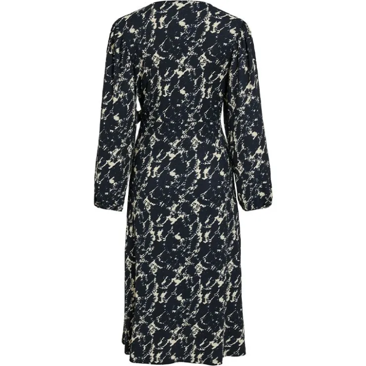 VILA Robe longue cache coeur bleu imprimée Femme BLEU FONCE Clearance