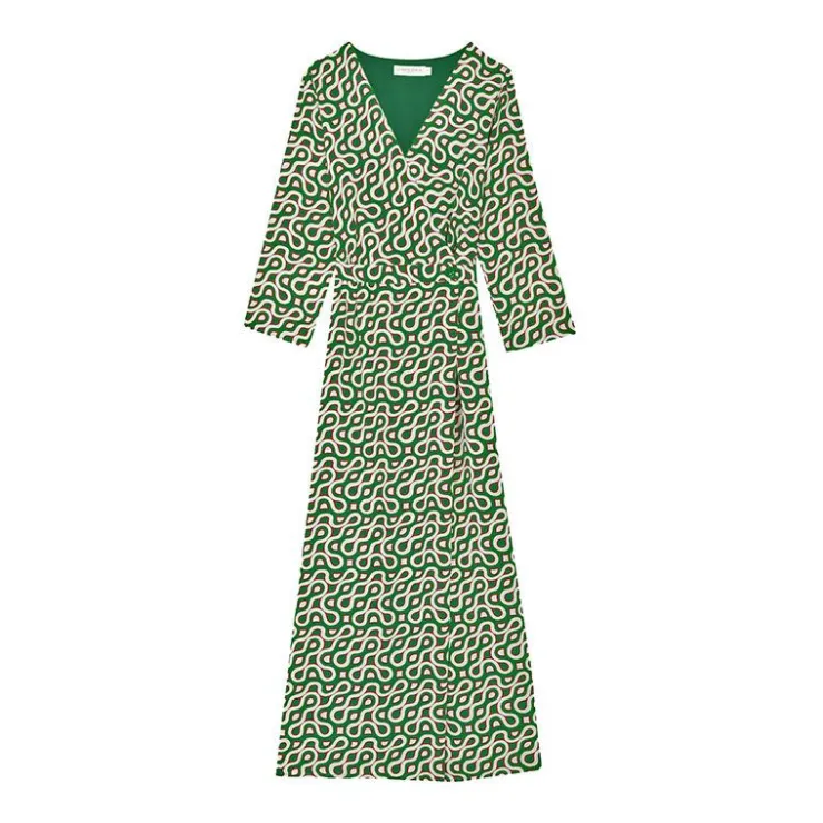 LA PETITE ETOILE Robe longue cache coeur millo retro Femme VERT Sale