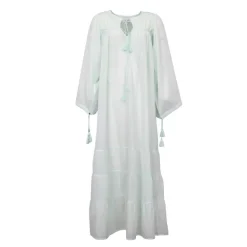 ANTIK BATIK Robe longue caftan hita col V Femme VERT CLAIR
