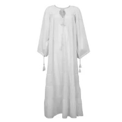 ANTIK BATIK Robe longue caftan hita col V Femme BLANC Best