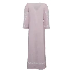 ANTIK BATIK Robe longue caftan vana avec broderie blanche Femme ROSE POUDRE