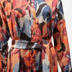 IMPERIAL Robe longue chemise à motif avec ceinture Femme MULTICOLORE Best