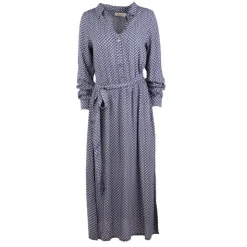 LA PETITE ETOILE Robe longue col chemise niko imprimé géométrique Femme BLEU FONCE Hot