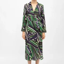 LA PETITE ETOILE Robe longue effet portefeuille col V rheda manches longues Femme VERT Outlet