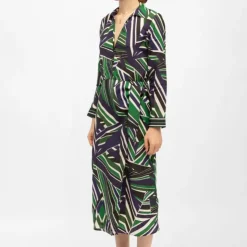 LA PETITE ETOILE Robe longue effet portefeuille col V rheda manches longues Femme VERT Outlet