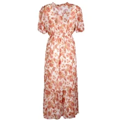 DEELUXE 74 Robe longue fluide imprimée fleurs Femme ORANGE Sale
