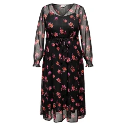 ONLY CARMAKOMA Robe longue e à fleurs mi transparent Femme NOIR Sale