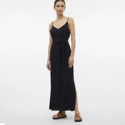 VERO MODA Robe longue e ceinturée avec fentes Femme NOIR Online