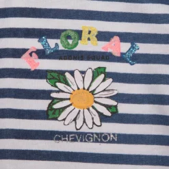 CHEVIGNON Robe maches courtes à rayures en coton Enfant BLEU FONCE Sale