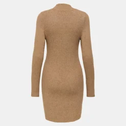 ONLY Robe maille ajustée Kattie col montant manches longues Femme MARRON CLAIR Sale