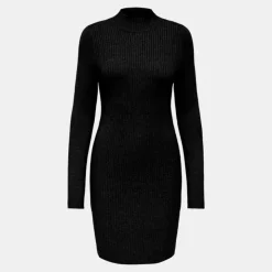 ONLY Robe maille ajustée Kattie col montant manches longues Femme NOIR Sale