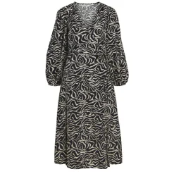 OBJECT Robe manches ballons col V à motif Femme NOIR Hot