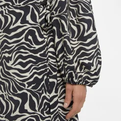 OBJECT Robe manches ballons col V à motif Femme NOIR Hot