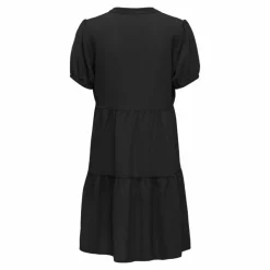 ONLY Robe manches courtes bouffante col v cintrée Femme NOIR Best