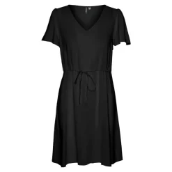 VERO MODA Robe manches courtes col v Femme NOIR Hot