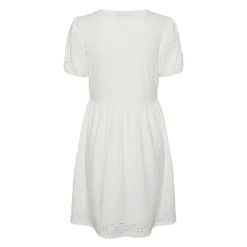 PIECES Robe manches courtes en broderie anglaise Femme BLANC Discount
