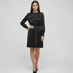 ONLY Robe manches longues cocktail e satinée Femme NOIR Best