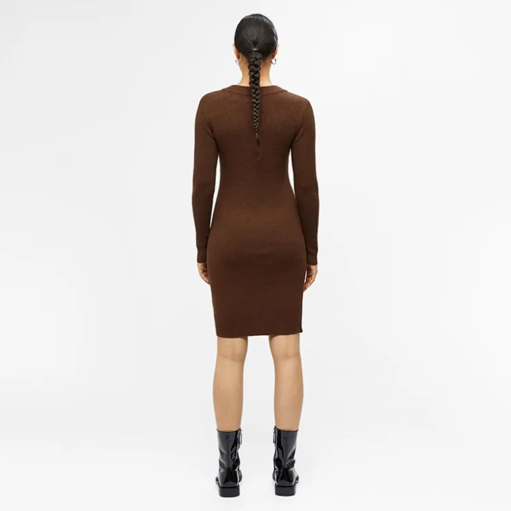 OBJECT Robe manches longues col V OBJAE THESS Femme MARRON Clearance