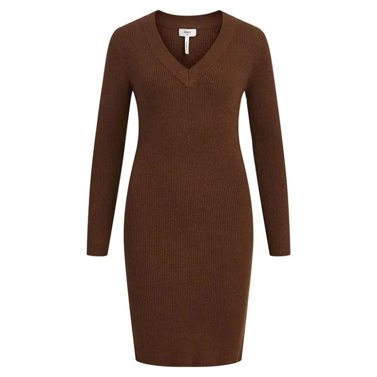 OBJECT Robe manches longues col V OBJAE THESS Femme MARRON Clearance