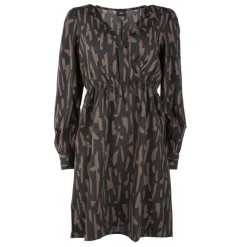 JDY Robe manches longues Divya col en V regular fit Femme MARRON New