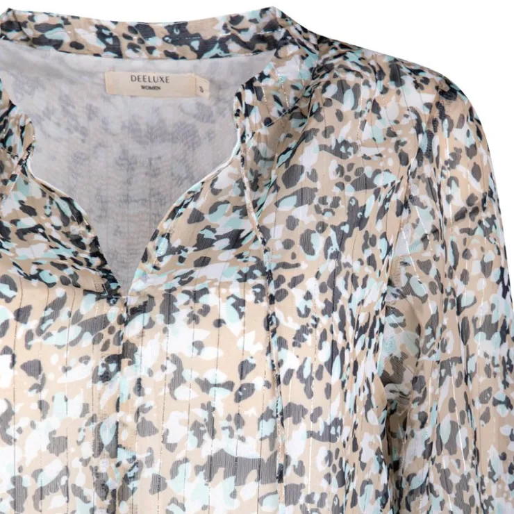 DEELUXE 74 Robe manches longues imprimée léopard Femme BEIGE Best