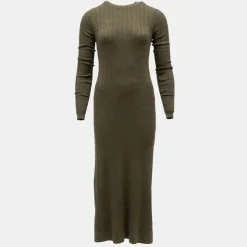 BILL TORNADE Robe maxi maille torsadée col rond Femme KAKI Online