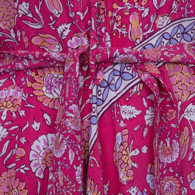 ANTIK BATIK Robe mi longue asymétrique dandy imprimé fleuri fuschia Femme ROSE Sale