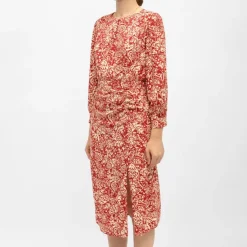 LA PETITE ETOILE Robe mi longue motif cachemire rokia avec fente Femme ROUGE Best