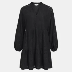 OBJECT Robe midi Gia oversize col V broderie anglaise Femme NOIR Best