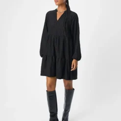OBJECT Robe midi Gia oversize col V broderie anglaise Femme NOIR Best