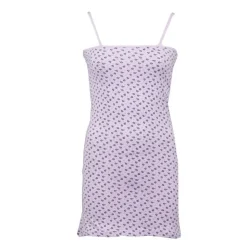 BILL TORNADE Robe nuisette confort en coton imprimé fleurs Femme VIOLET CLAIR Clearance