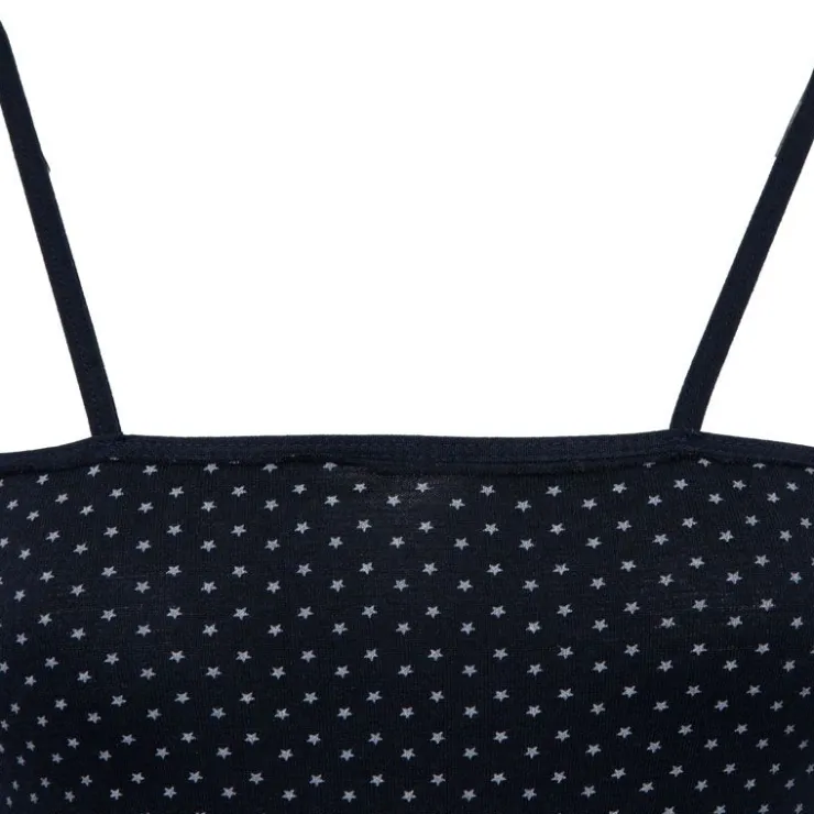 BILL TORNADE Robe nuisette de nuit à bretelles douce stretch à pois Femme BLEU FONCE Outlet