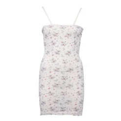 BILL TORNADE Robe nuisette en coton bretelles délicates avec fleurs Femme BLANC ECRU Best